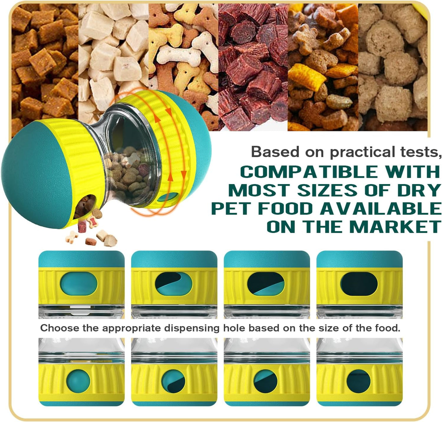 Dog Puzzle Toy Adjustable Treat Dispensing Ball Food Dispenser Tough Slow Feeder Puppy Enrichment Training Toy Pet Interactive Chase Toys