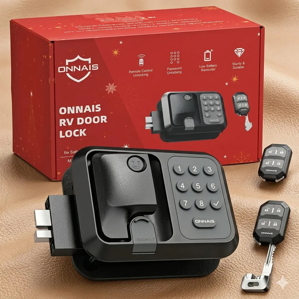 RV Keyless Door Lock  — Includes 1 Lock, 2 Remote Fobs, and Installation Kit (Fits Most Models)