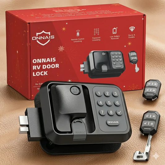 RV Keyless Door Lock  — Includes 1 Lock, 2 Remote Fobs, and Installation Kit (Fits Most Models)