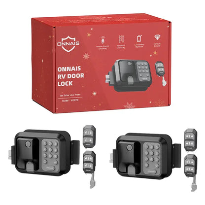 RV Keyless Door Lock  — Includes 1 Lock, 2 Remote Fobs, and Installation Kit (Fits Most Models)