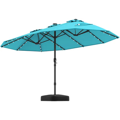 COSTWAY 15/13Ft Solar Patio Umbrella with Base