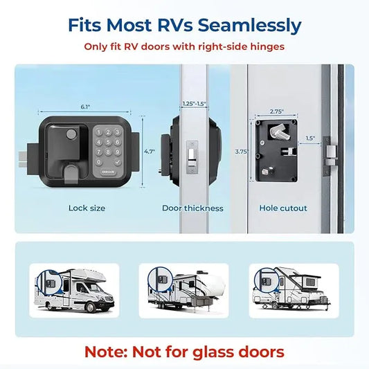 RV Keyless Door Lock  — Includes 1 Lock, 2 Remote Fobs, and Installation Kit (Fits Most Models)