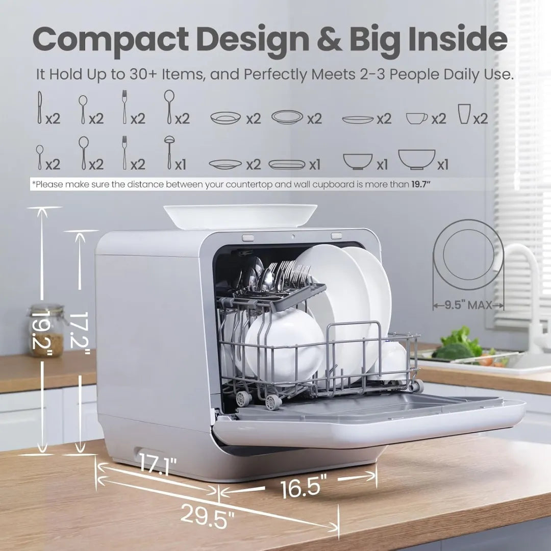Portable Dishwasher Countertop with 5L Built-in Water Tank
