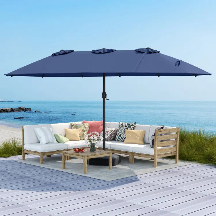 COSTWAY 15/13Ft Solar Patio Umbrella with Base