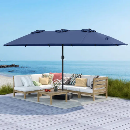 COSTWAY 15/13Ft Solar Patio Umbrella with Base