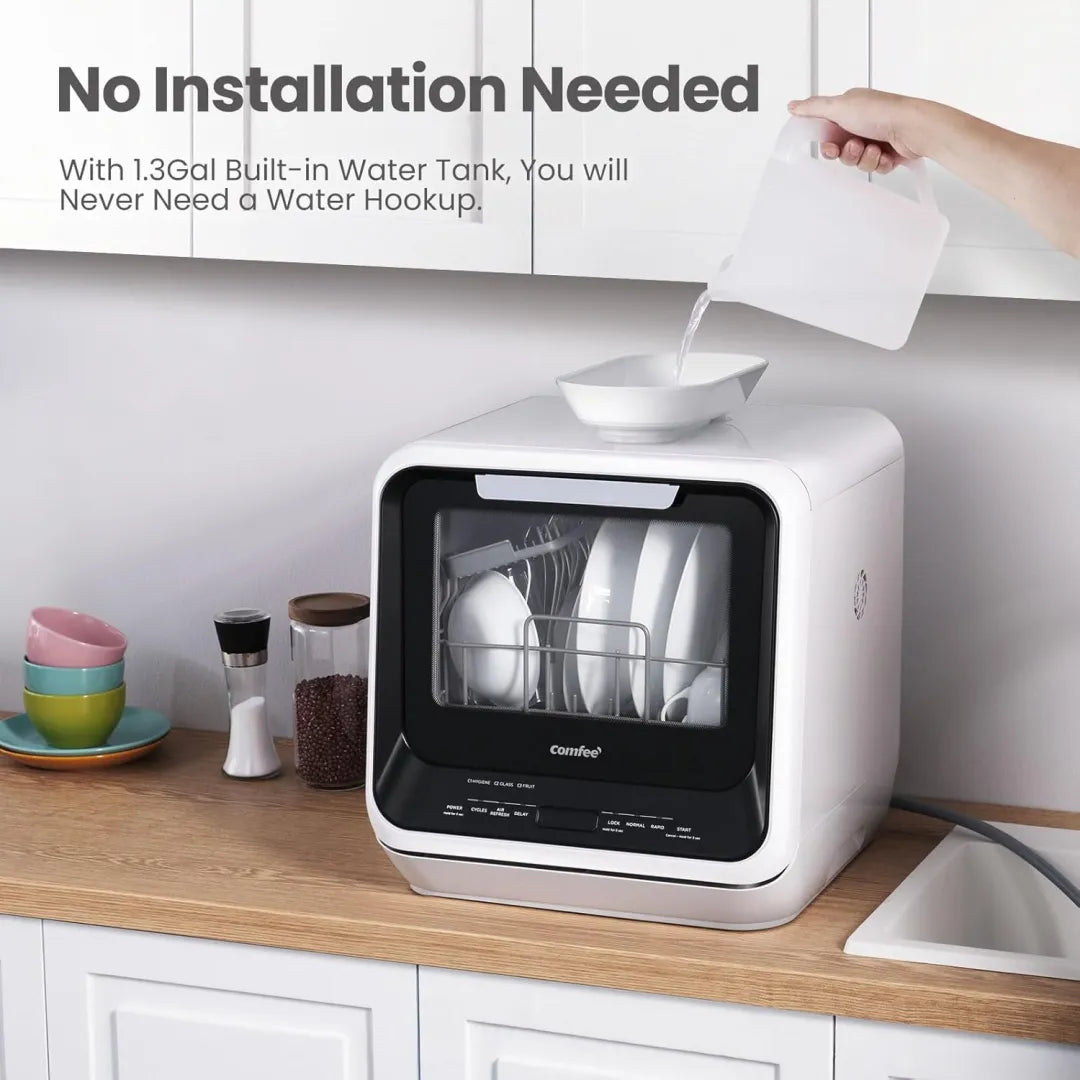 Portable Dishwasher Countertop with 5L Built-in Water Tank