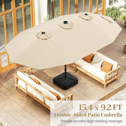 COSTWAY 15/13Ft Solar Patio Umbrella with Base