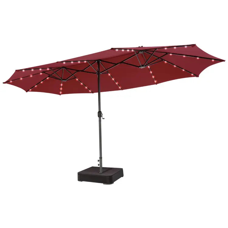 COSTWAY 15/13Ft Solar Patio Umbrella with Base