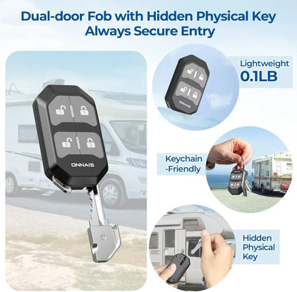 RV Keyless Door Lock  — Includes 1 Lock, 2 Remote Fobs, and Installation Kit (Fits Most Models)