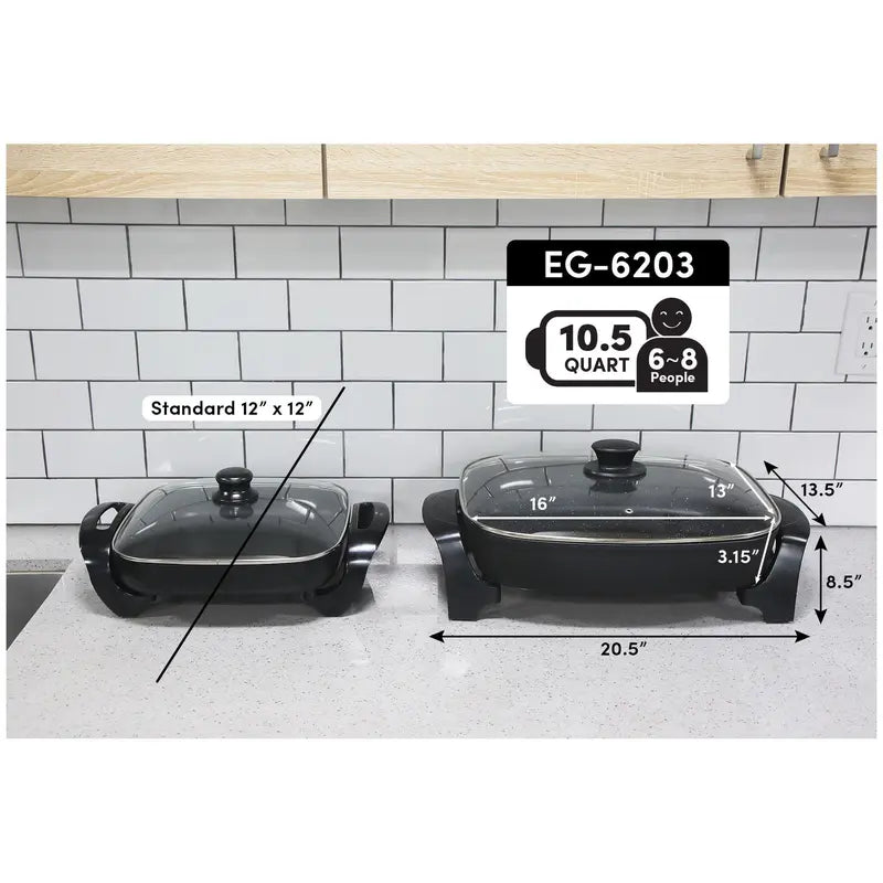 (10.5-Qt) Scratch-Resistant, Durable Non-Stick Electric Skillet