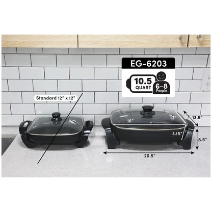 (10.5-Qt) Scratch-Resistant, Durable Non-Stick Electric Skillet