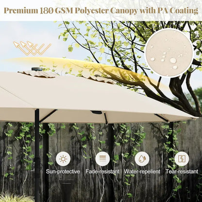 COSTWAY 15/13Ft Solar Patio Umbrella with Base