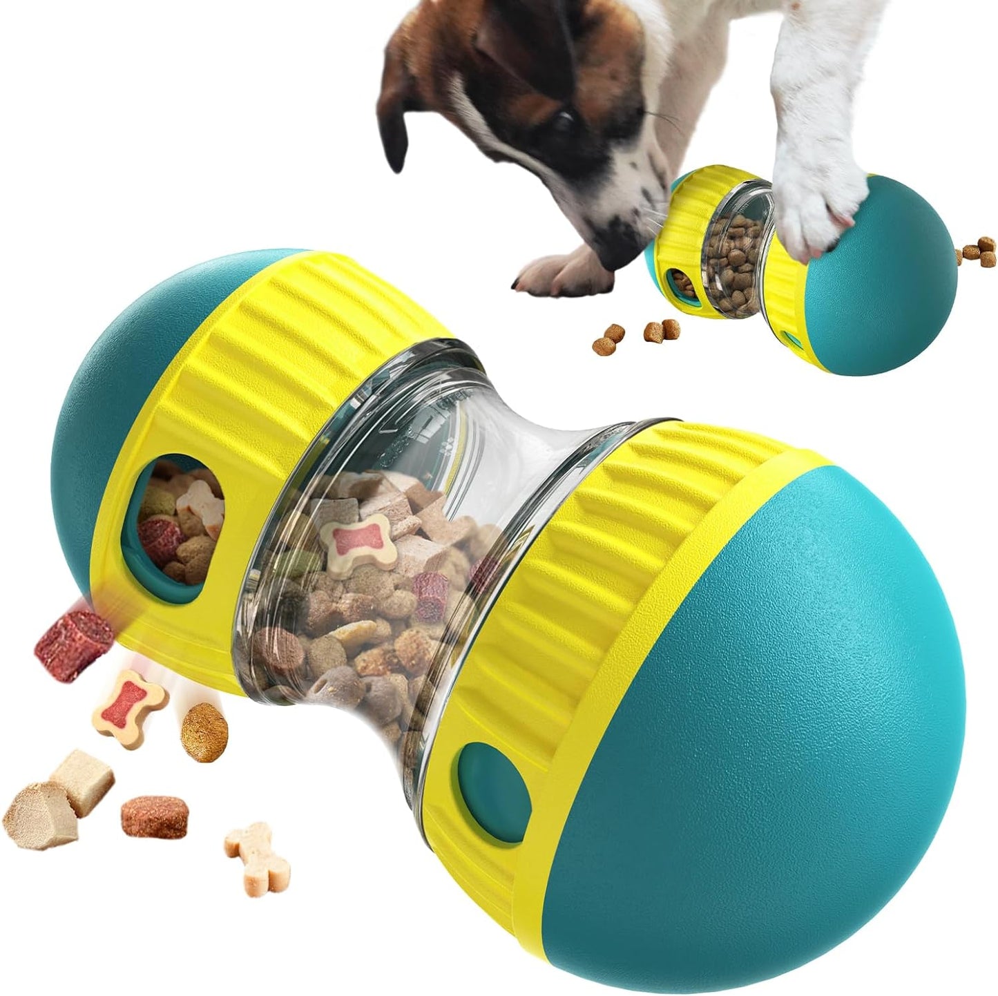 Dog Puzzle Toy Adjustable Treat Dispensing Ball Food Dispenser Tough Slow Feeder Puppy Enrichment Training Toy Pet Interactive Chase Toys