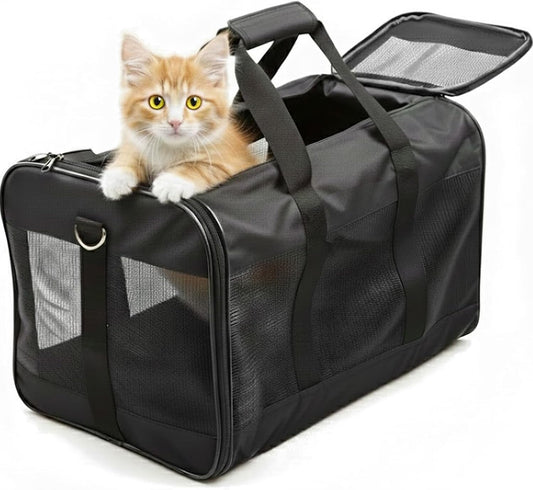 Airline-Approved Cat Carrier, 17" x 12" x 12", Soft-Sided Pet Carrier for Cats, Small Dogs, Kittens & Puppies