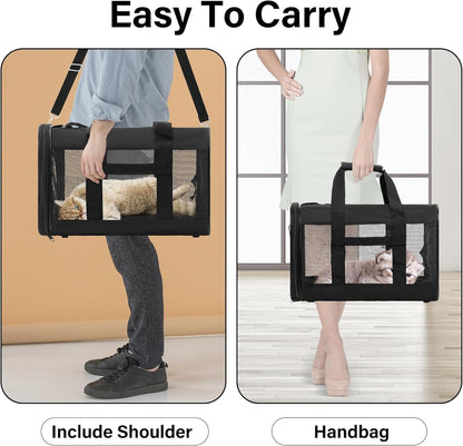 Airline-Approved Cat Carrier, 17" x 12" x 12", Soft-Sided Pet Carrier for Cats, Small Dogs, Kittens & Puppies
