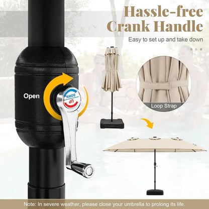 COSTWAY 15/13Ft Solar Patio Umbrella with Base