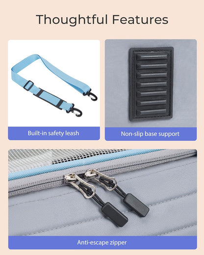 Top-Expandable Pet Carrier: Airline Approved Pet Travel Bag for Cats/Dogs Up to 20 Lbs | Soft-Sided, Multi-Sided Breathable with Anti-Escape