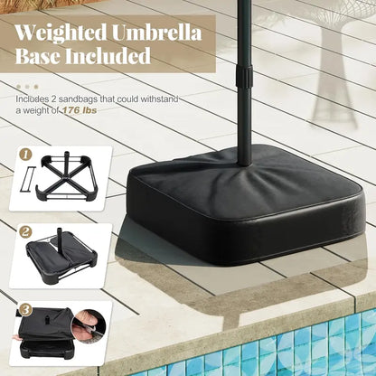 COSTWAY 15/13Ft Solar Patio Umbrella with Base