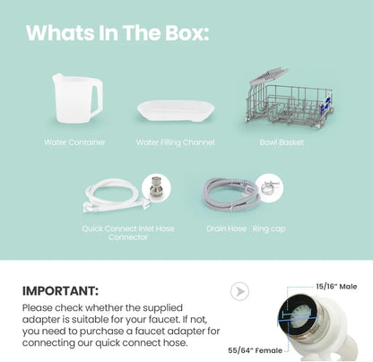 Portable Dishwasher Countertop with 5L Built-in Water Tank