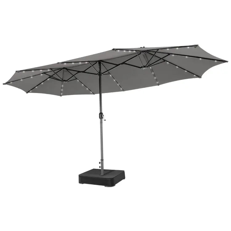 COSTWAY 15/13Ft Solar Patio Umbrella with Base