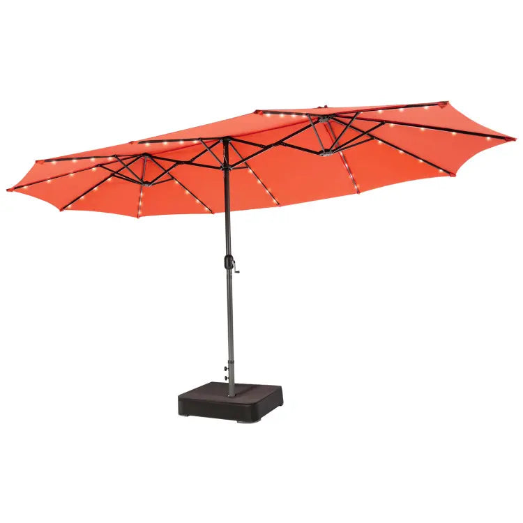 COSTWAY 15/13Ft Solar Patio Umbrella with Base